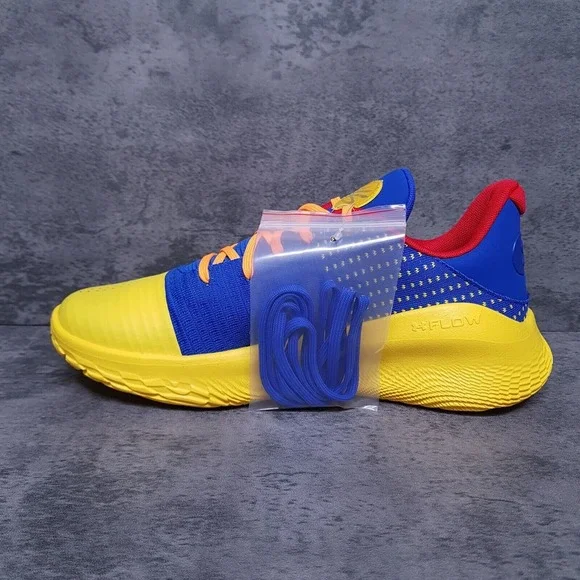 UNDER ARMOUR Curry‎ 4 Flotro Curry Jam Basketball Shoes Mens 10 Blue Yellow